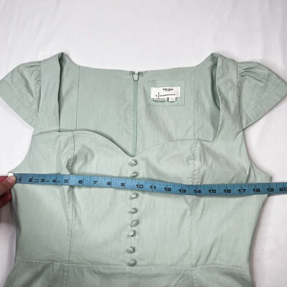 Anthropologie The Cecily Fit Flare Sweetheart Mini dress Pastel Mint Green LG